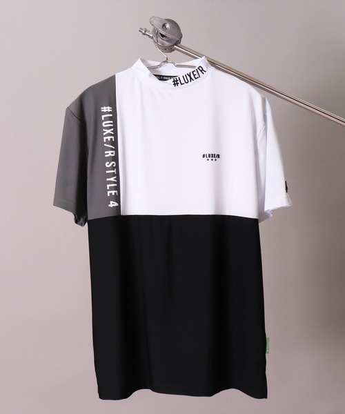 LUXE/R GOLF(ラグジュ ゴルフ)の「(RM)【LUXE/R GOLF】COOL & DRY ストレッチ スムース カラーブロック モックネック Tシャツ(Tシャツ/カットソー・メンズ・ホワイト系/ブラック系/ベージュ系/ブルー系・L/XL/M)」の7枚目の写真