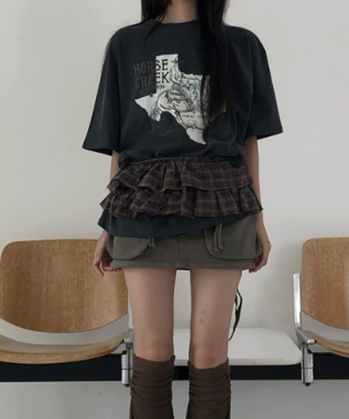 HALEY PESCA(ヘーリーペスカ)の「HALEY PESCA/レイヤードフリル チェック柄巻きスカート(スカート・レディース・ブラック/ブラウン・FREE)」の13枚目の写真