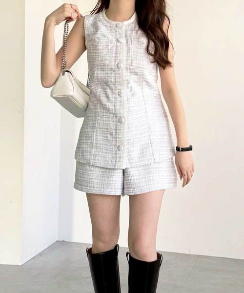 YOUING.(ユイン)の「サマーツイードショートパンツ(その他パンツ・レディース・ホワイト/ブルー・LARGE/MEDIUM)」の19枚目の写真