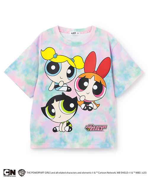 X-girl Stages(エックスガールステージス)の「【パワーパフ ガールズ】タイダイ半袖Tシャツ(Tシャツ/カットソー・キッズ・カラフル・90cm/100cm/110cm/120cm/130cm/140cm)」の1枚目の写真