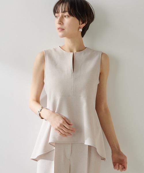 Whim Gazette(ウィムガゼット)の「ストレッチブッチャーペプラムブラウス(シャツ/ブラウス・レディース・ブラック/ベビーピンク/ブラウン・FREE)」の3枚目の写真