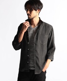 NICOLE CLUB FOR MEN | カラープリーツ7分袖スタンドカラーシャツ(シャツ/ブラウス)