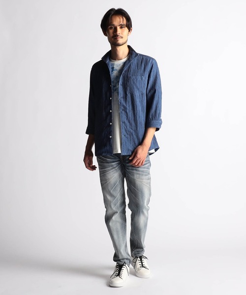 NICOLE CLUB FOR MEN（ニコルクラブフォーメン）の「カラープリーツ7分袖スタンドカラーシャツ（シャツ/ブラウス・メンズ・オレンジ/ネイビー/ミント/ピンク/ライトグレー/ブラック・X-LARGE/LARGE/MEDIUM）」の12枚目の写真