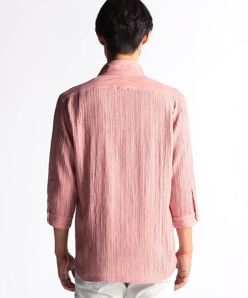 NICOLE CLUB FOR MEN（ニコルクラブフォーメン）の「カラープリーツ7分袖スタンドカラーシャツ（シャツ/ブラウス・メンズ・オレンジ/ネイビー/ミント/ピンク/ライトグレー/ブラック・X-LARGE/LARGE/MEDIUM）」の13枚目の写真