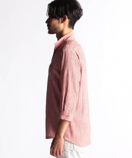 NICOLE CLUB FOR MEN（ニコルクラブフォーメン）の「カラープリーツ7分袖スタンドカラーシャツ（シャツ/ブラウス・メンズ・オレンジ/ネイビー/ミント/ピンク/ライトグレー/ブラック・X-LARGE/LARGE/MEDIUM）」の14枚目の写真