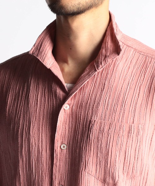 NICOLE CLUB FOR MEN（ニコルクラブフォーメン）の「カラープリーツ7分袖スタンドカラーシャツ（シャツ/ブラウス・メンズ・オレンジ/ネイビー/ミント/ピンク/ライトグレー/ブラック・X-LARGE/LARGE/MEDIUM）」の15枚目の写真