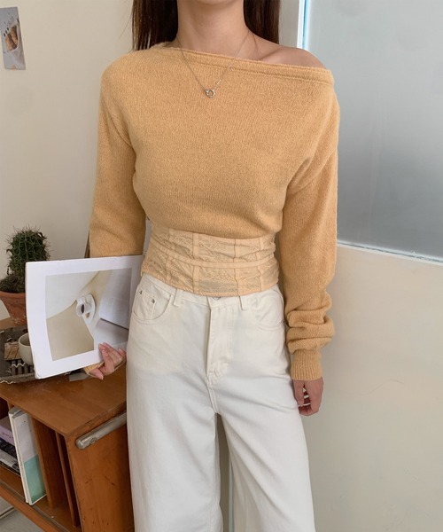 Jasmine Grandiflorum(ジャスミングランディフローラム)の「【Jasmine】コルセット風ニットプルオーバー(ニット/セーター・レディース・ホワイト/ピンク/オレンジ・FREE)」の12枚目の写真