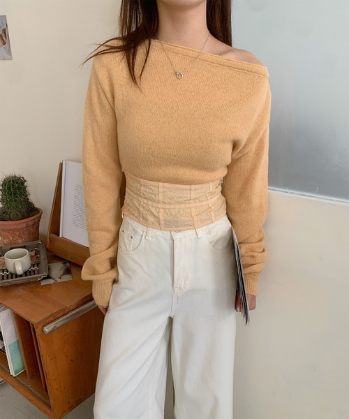 Jasmine Grandiflorum(ジャスミングランディフローラム)の「【Jasmine】コルセット風ニットプルオーバー(ニット/セーター・レディース・ホワイト/ピンク/オレンジ・FREE)」の10枚目の写真
