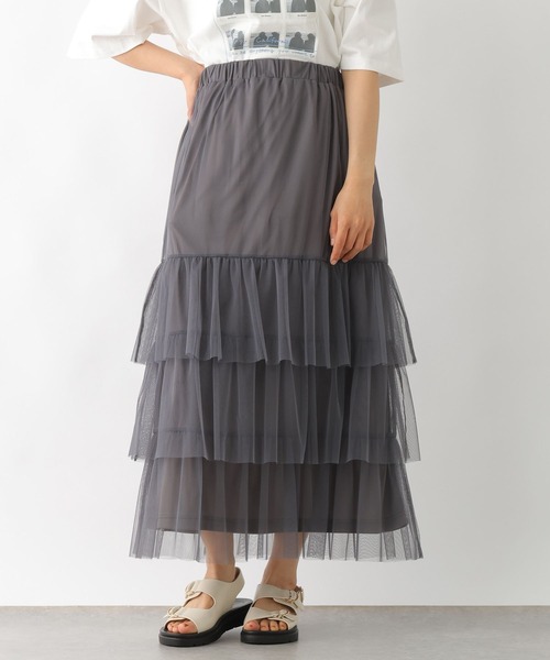 LEPSIM（レプシィム）の「ティアードチュールスカート　326087（スカート・レディース・チャコールグレー/アイボリー/レオパード・FREE）」の3枚目の写真