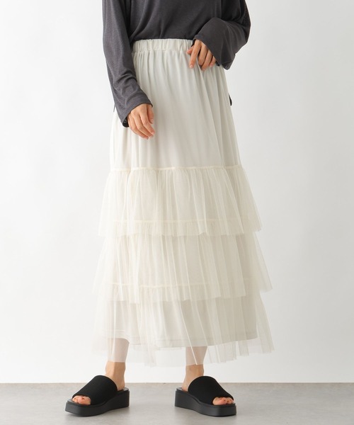LEPSIM（レプシィム）の「ティアードチュールスカート　326087（スカート・レディース・チャコールグレー/アイボリー/レオパード・FREE）」の4枚目の写真