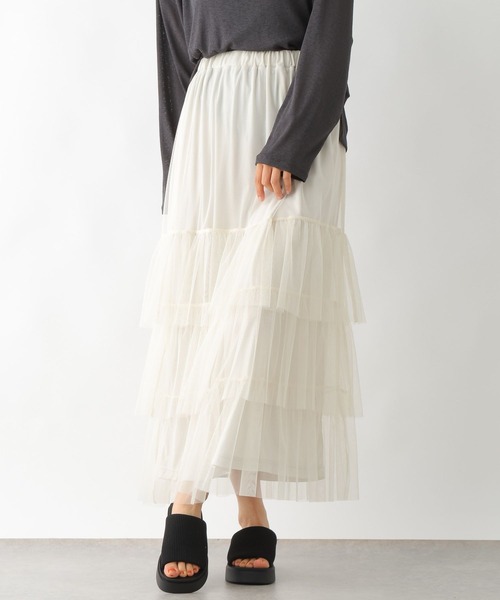 LEPSIM（レプシィム）の「ティアードチュールスカート　326087（スカート・レディース・チャコールグレー/アイボリー/レオパード・FREE）」の5枚目の写真