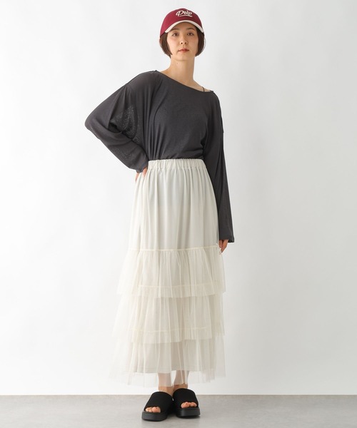 LEPSIM（レプシィム）の「ティアードチュールスカート　326087（スカート・レディース・チャコールグレー/アイボリー/レオパード・FREE）」の10枚目の写真
