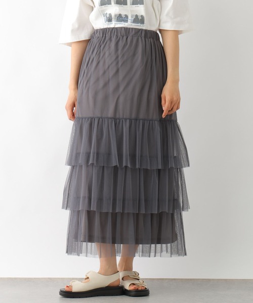 LEPSIM（レプシィム）の「ティアードチュールスカート　326087（スカート・レディース・チャコールグレー/アイボリー/レオパード・FREE）」の12枚目の写真