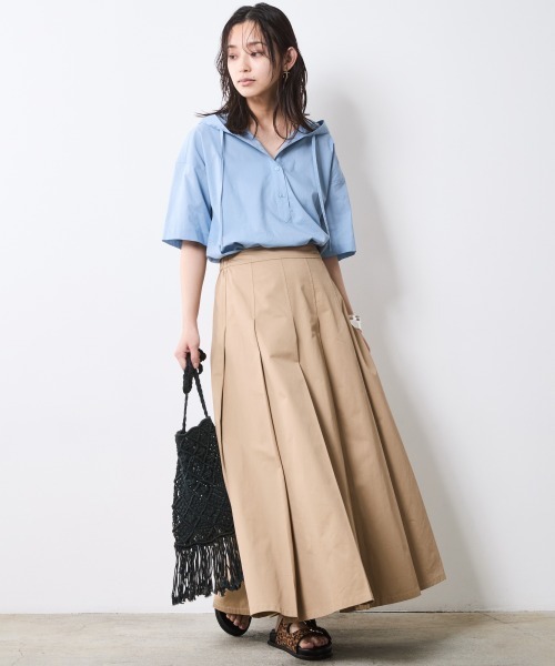 CHIC STYLE(シックスタイル)の「タックロングスカート<大きいサイズ有>シックスタイル(スカート・レディース・モカ/ブラック・L/M/5L/4L/3L/LL)」の4枚目の写真