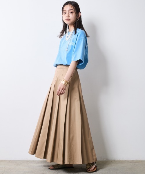 CHIC STYLE(シックスタイル)の「タックロングスカート<大きいサイズ有>シックスタイル(スカート・レディース・モカ/ブラック・L/M/5L/4L/3L/LL)」の5枚目の写真