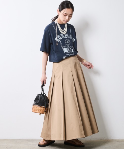 CHIC STYLE(シックスタイル)の「タックロングスカート<大きいサイズ有>シックスタイル(スカート・レディース・モカ/ブラック・L/M/5L/4L/3L/LL)」の6枚目の写真