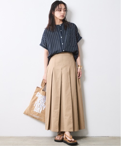 CHIC STYLE(シックスタイル)の「タックロングスカート<大きいサイズ有>シックスタイル(スカート・レディース・モカ/ブラック・L/M/5L/4L/3L/LL)」の7枚目の写真