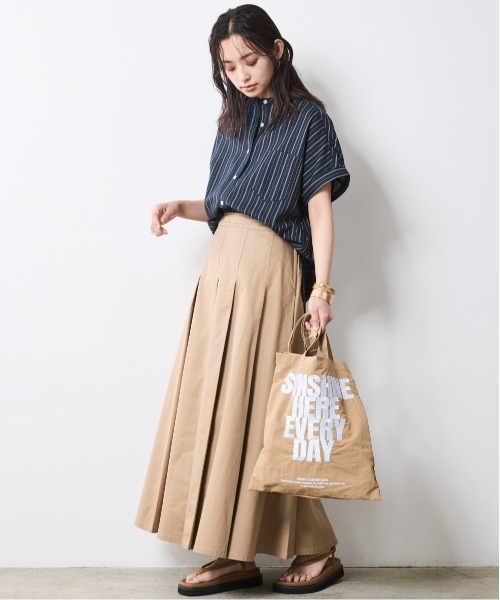 CHIC STYLE(シックスタイル)の「タックロングスカート<大きいサイズ有>シックスタイル(スカート・レディース・モカ/ブラック・L/M/5L/4L/3L/LL)」の8枚目の写真