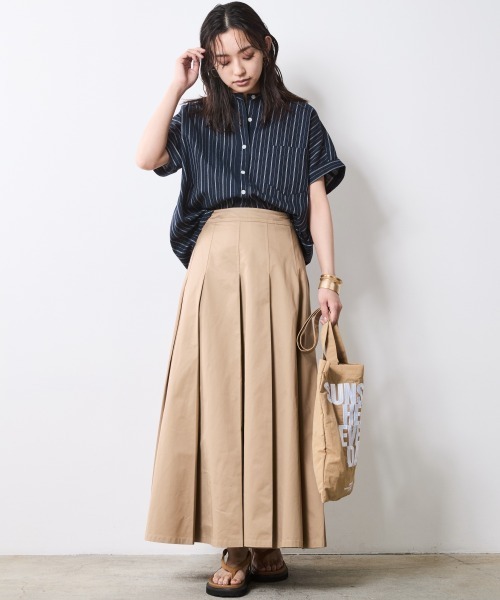 CHIC STYLE(シックスタイル)の「タックロングスカート<大きいサイズ有>シックスタイル(スカート・レディース・モカ/ブラック・L/M/5L/4L/3L/LL)」の9枚目の写真