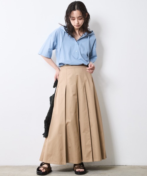 CHIC STYLE(シックスタイル)の「タックロングスカート<大きいサイズ有>シックスタイル(スカート・レディース・モカ/ブラック・L/M/5L/4L/3L/LL)」の10枚目の写真
