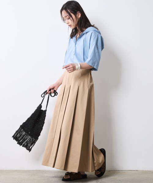 CHIC STYLE(シックスタイル)の「タックロングスカート<大きいサイズ有>シックスタイル(スカート・レディース・モカ/ブラック・L/M/5L/4L/3L/LL)」の11枚目の写真