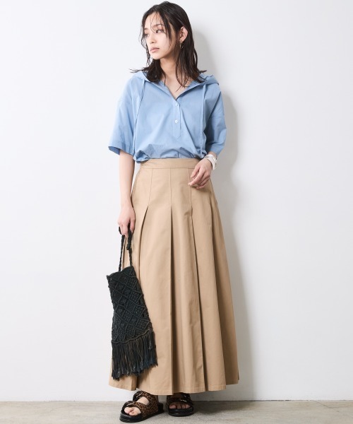 CHIC STYLE(シックスタイル)の「タックロングスカート<大きいサイズ有>シックスタイル(スカート・レディース・モカ/ブラック・L/M/5L/4L/3L/LL)」の12枚目の写真