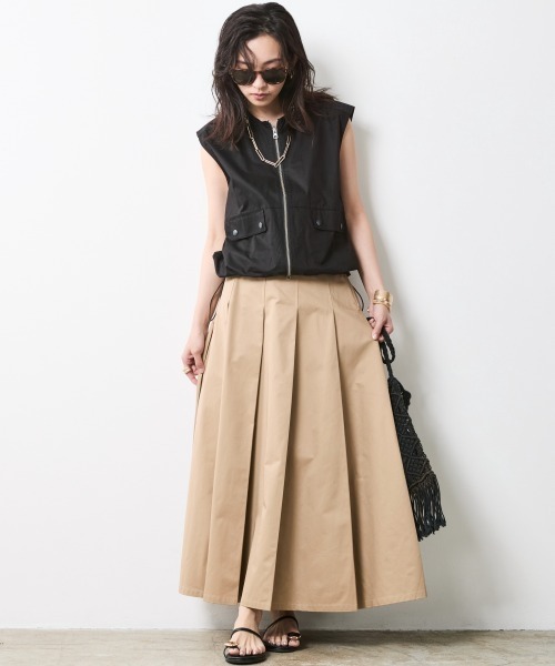 2.4万円/新品/ビアズリー/タック/ロング/スカート/ベージュ