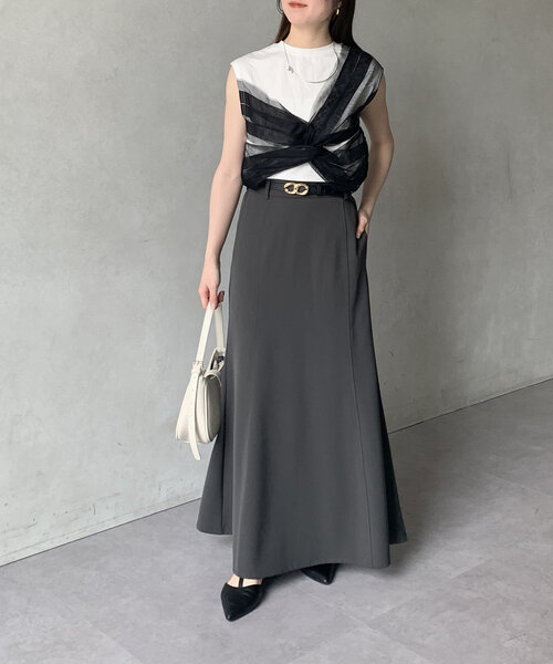 Thevon（ゼボン）の「ツイストチュールドッキングノースリプルオーバー（Tシャツ/カットソー・レディース・オフホワイト/ブラック/グレイッシュベージュ/ホワイト・FREE）」の19枚目の写真