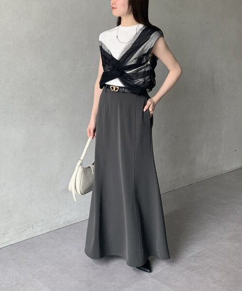 Thevon（ゼボン）の「ツイストチュールドッキングノースリプルオーバー（Tシャツ/カットソー・レディース・オフホワイト/ブラック/グレイッシュベージュ/ホワイト・FREE）」の20枚目の写真