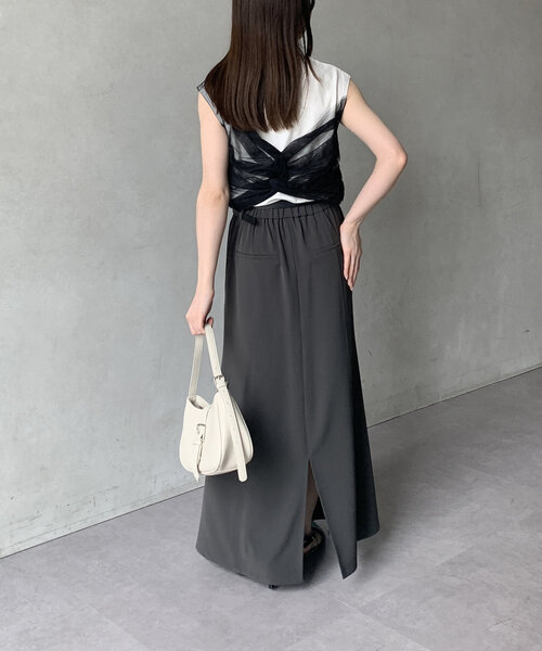 Thevon（ゼボン）の「ツイストチュールドッキングノースリプルオーバー（Tシャツ/カットソー・レディース・オフホワイト/ブラック/グレイッシュベージュ/ホワイト・FREE）」の21枚目の写真