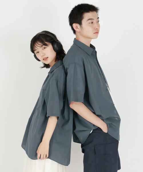 GLOBAL WORK（グローバルワーク）の「快適サマ－シャツ/シアー/287587（シャツ/ブラウス・メンズ・ブラウン/グリーン/アイボリー/ブラック/サックスブルー/ブラック系その他・SMALL/MEDIUM/LARGE/X-LARGE）」の5枚目の写真