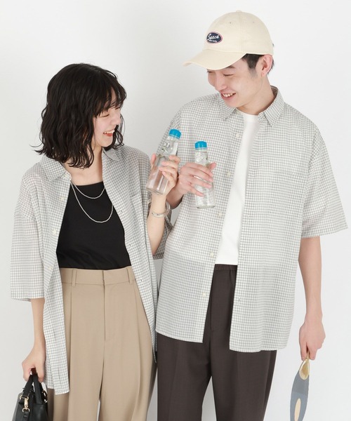 GLOBAL WORK（グローバルワーク）の「快適サマ－シャツ/シアー/287587（シャツ/ブラウス・メンズ・ブラウン/グリーン/アイボリー/ブラック/サックスブルー/ブラック系その他・SMALL/MEDIUM/LARGE/X-LARGE）」の3枚目の写真