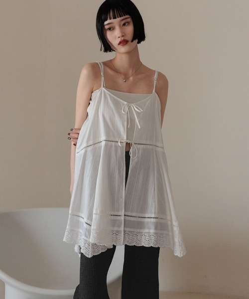 LOWRYS FARM（ローリーズファーム）の「2WAYコットンレースミニワンピース　492572（ワンピース・レディース・ブラック/アイボリー/ホワイト系その他/ブラック系その他・FREE）」の9枚目の写真