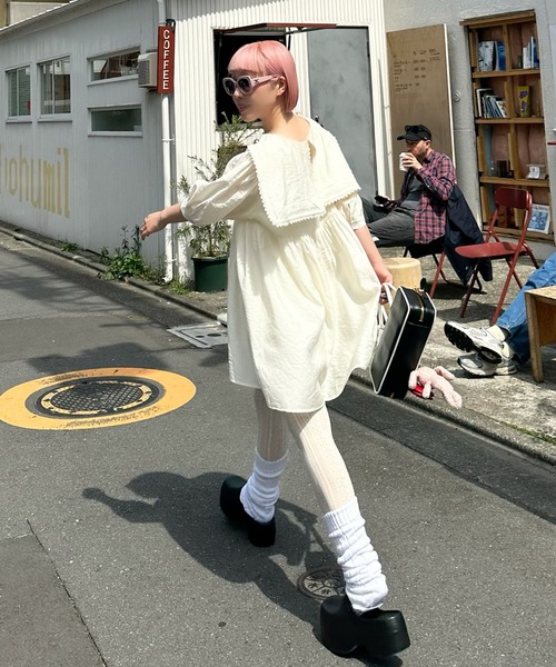 liLilly　セーラーボアミニワンピ lilLilly リルリリー セーラーボアミニワンピ BLUE