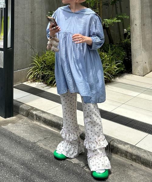 あおワンピース 楽天市場】Quand(クアンド)先染めレースストライプワンピース