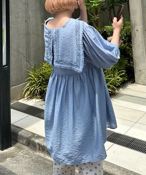 Alley Tokyo（アリートーキョー）の「セーラーミニワンピ（ワンピース・レディース・ピンク/サックスブルー/オフホワイト・FREE）」の8枚目の写真