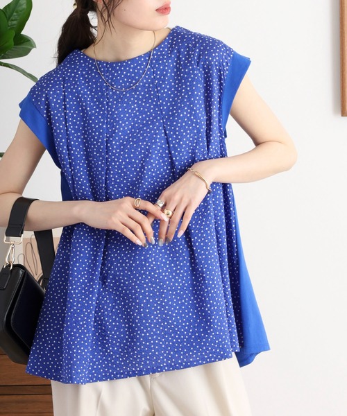 tシャツ Anna Nicola ラメテープ切り替えカットソー レディース Anna Nicola tシャツ テープ切替配色カットソー 半袖Tシャツ