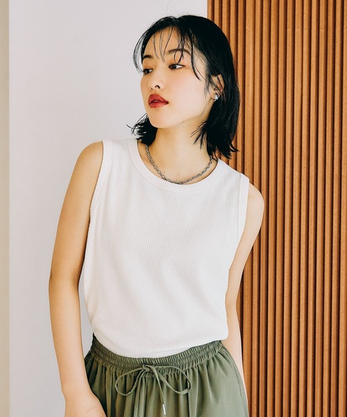 LEPSIM（レプシィム）の「スラブリブタンク2　242857（Tシャツ/カットソー・レディース・ブラック/レッド/ブルーパープル/アイボリー/ブルー/ブルー系その他・FREE）」の7枚目の写真