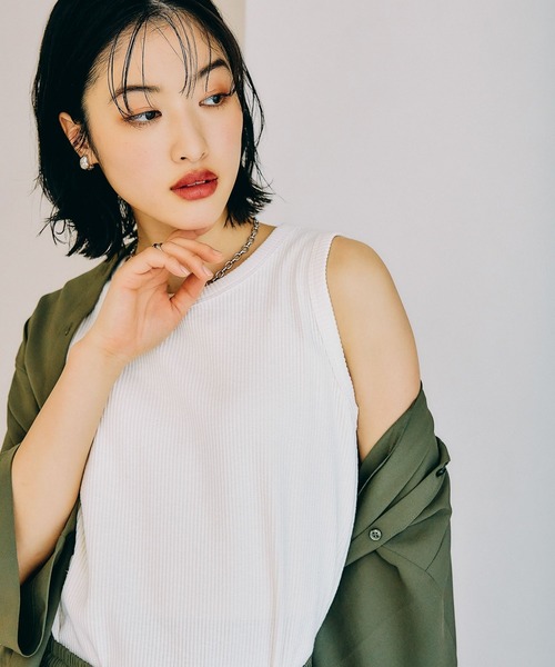 LEPSIM（レプシィム）の「スラブリブタンク2　242857（Tシャツ/カットソー・レディース・ブラック/レッド/ブルーパープル/アイボリー/ブルー/ブルー系その他・FREE）」の11枚目の写真