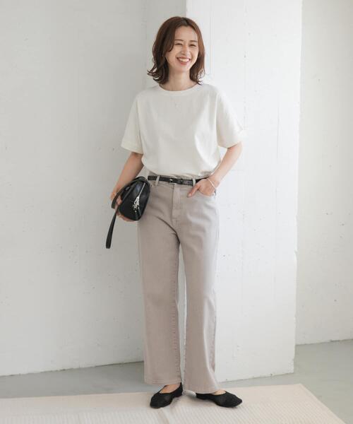 URBAN RESEARCH DOORS（アーバンリサーチドアーズ）の「『UR TECH』コットンロールスリーブプルオーバー（Tシャツ/カットソー・レディース・イエロー/ホワイト系その他/オフホワイト/ブルー・MEDIUM）」の8枚目の写真