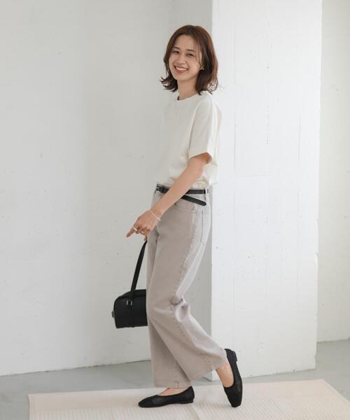 URBAN RESEARCH DOORS（アーバンリサーチドアーズ）の「『UR TECH』コットンロールスリーブプルオーバー（Tシャツ/カットソー・レディース・イエロー/ホワイト系その他/オフホワイト/ブルー・MEDIUM）」の9枚目の写真