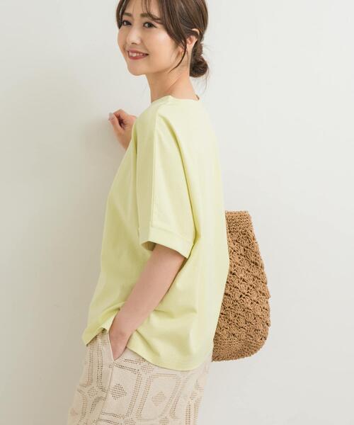 URBAN RESEARCH DOORS（アーバンリサーチドアーズ）の「『UR TECH』コットンロールスリーブプルオーバー（Tシャツ/カットソー・レディース・イエロー/ホワイト系その他/オフホワイト/ブルー・MEDIUM）」の6枚目の写真