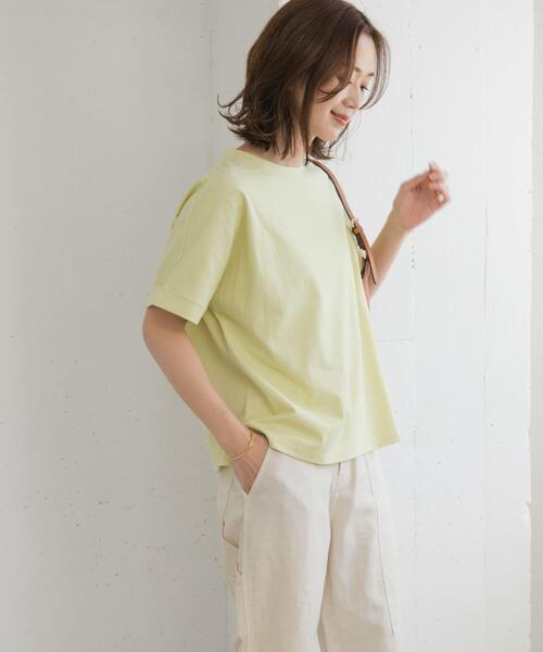 URBAN RESEARCH DOORS（アーバンリサーチドアーズ）の「『UR TECH』コットンロールスリーブプルオーバー（Tシャツ/カットソー・レディース・イエロー/ホワイト系その他/オフホワイト/ブルー・MEDIUM）」の13枚目の写真