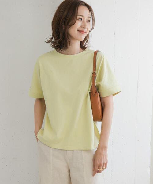 URBAN RESEARCH DOORS（アーバンリサーチドアーズ）の「『UR TECH』コットンロールスリーブプルオーバー（Tシャツ/カットソー・レディース・イエロー/ホワイト系その他/オフホワイト/ブルー・MEDIUM）」の14枚目の写真