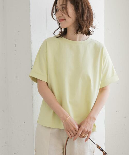 URBAN RESEARCH DOORS（アーバンリサーチドアーズ）の「『UR TECH』コットンロールスリーブプルオーバー（Tシャツ/カットソー・レディース・イエロー/ホワイト系その他/オフホワイト/ブルー・MEDIUM）」の15枚目の写真