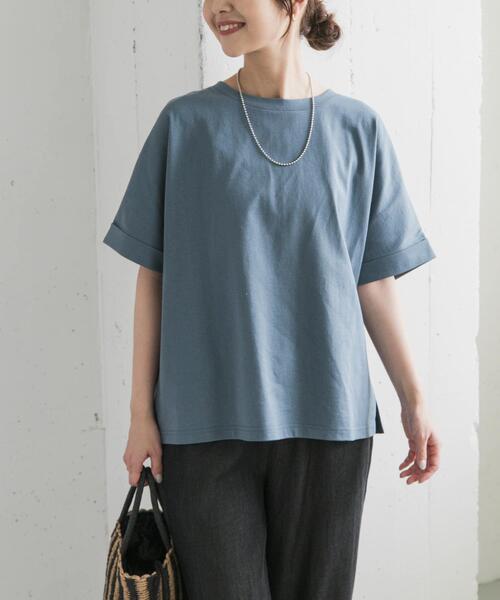 URBAN RESEARCH DOORS（アーバンリサーチドアーズ）の「『UR TECH』コットンロールスリーブプルオーバー（Tシャツ/カットソー・レディース・イエロー/ホワイト系その他/オフホワイト/ブルー・MEDIUM）」の22枚目の写真