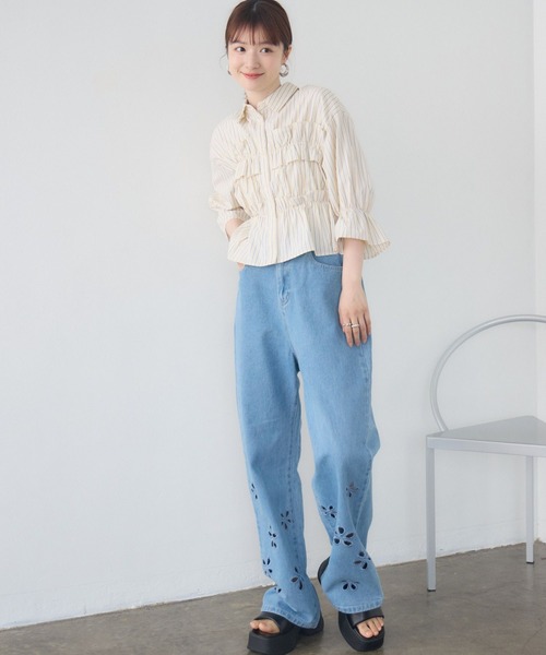 RETRO GIRL（レトロガール）の「フリルギャザーSH（シャツ/ブラウス・レディース・ホワイト系その他/ブルー系その他/イエロー系その他・FREE）」の6枚目の写真