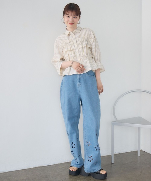 RETRO GIRL（レトロガール）の「フリルギャザーSH（シャツ/ブラウス・レディース・ホワイト系その他/ブルー系その他/イエロー系その他・FREE）」の7枚目の写真