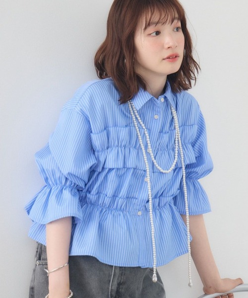 RETRO GIRL（レトロガール）の「フリルギャザーSH（シャツ/ブラウス・レディース・ホワイト系その他/ブルー系その他/イエロー系その他・FREE）」の21枚目の写真