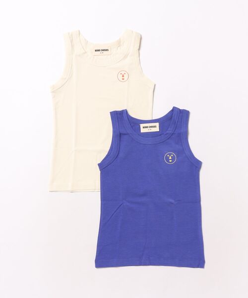 BOBO CHOSES(ボボショーズ)の「Have Fun Face tank top set(タンクトップ・キッズ・ブルー・12-13y/10-11y/8-9y/6-7YEAR/4-5YEAR/2-3YEAR)」の1枚目の写真